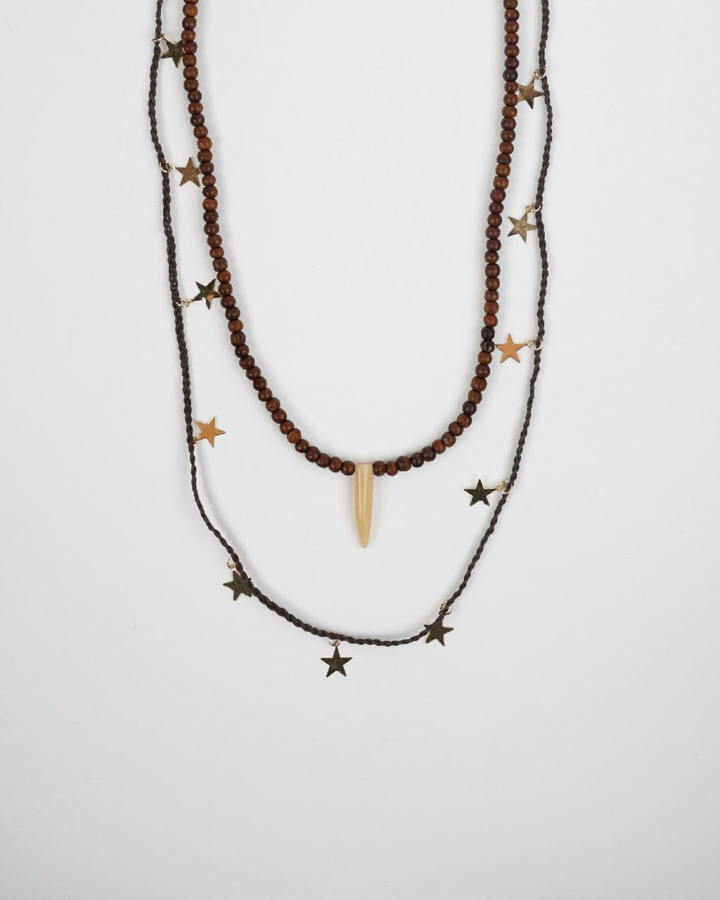 Collar Madera Estrellas Marrón