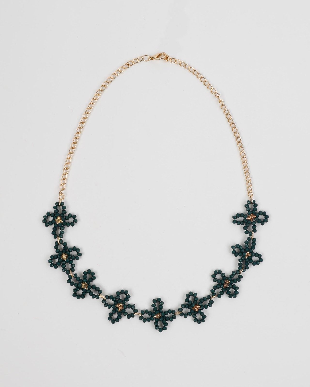 Collar Alambre Flores Verde