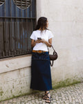 Falda Denim Costuras Azul Oscuro