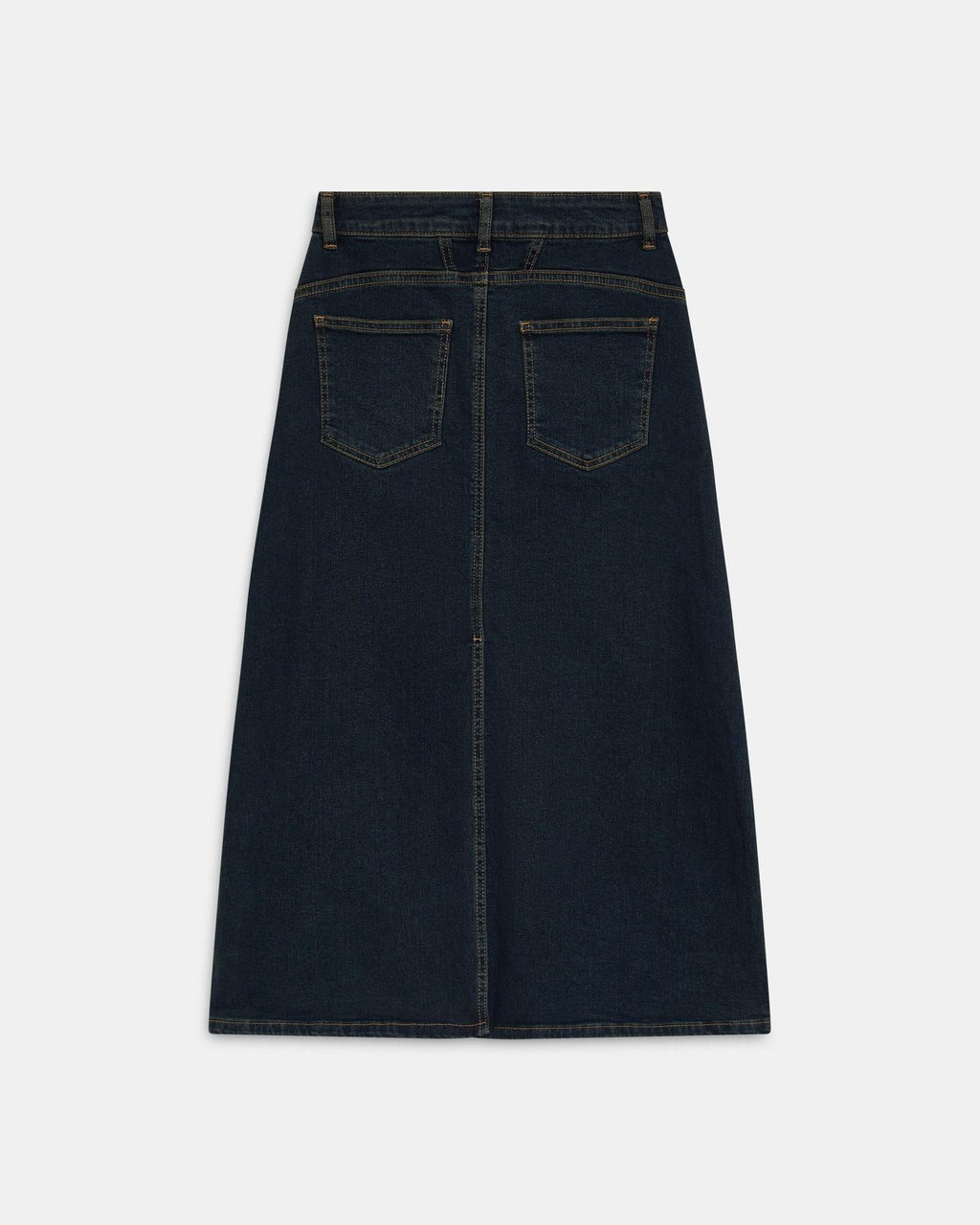 Falda Denim Costuras Azul Oscuro