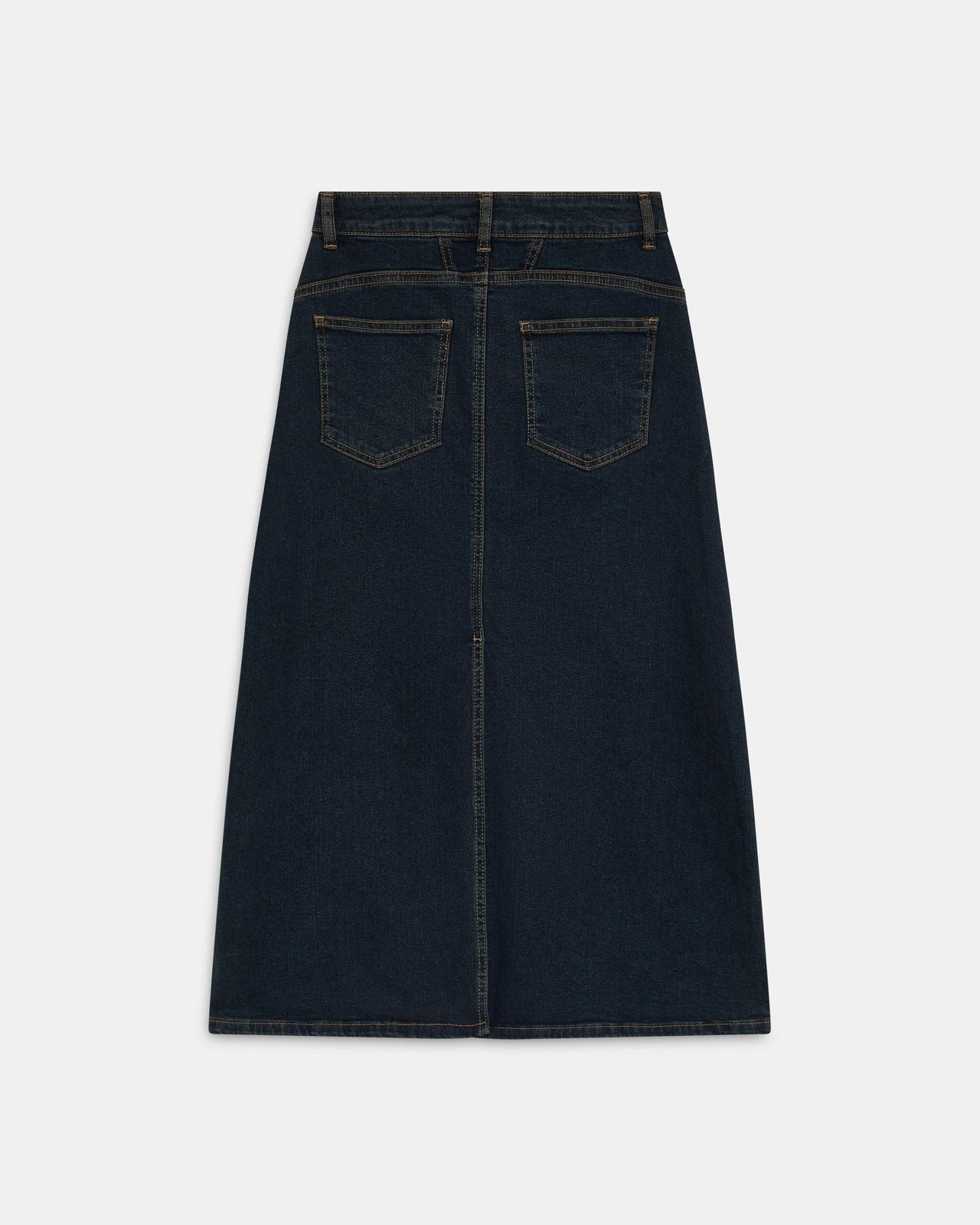 Falda Denim Costuras Azul Oscuro