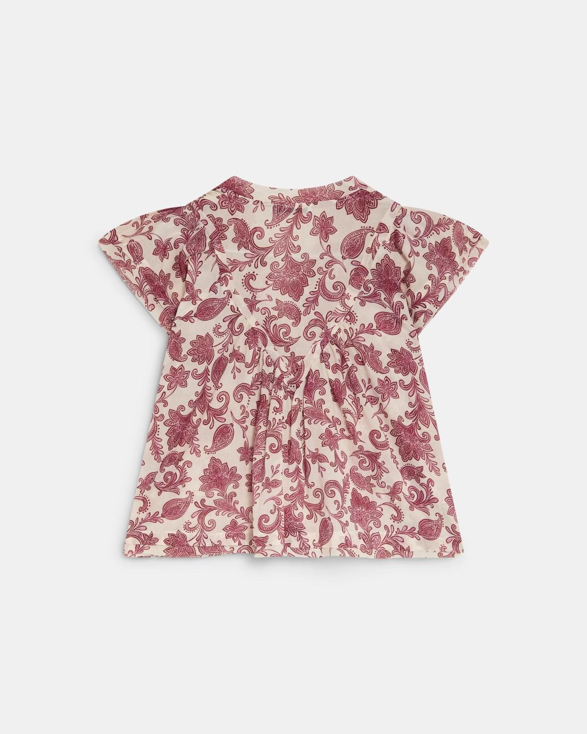 Blusa Gomas Escote Flores Rosa