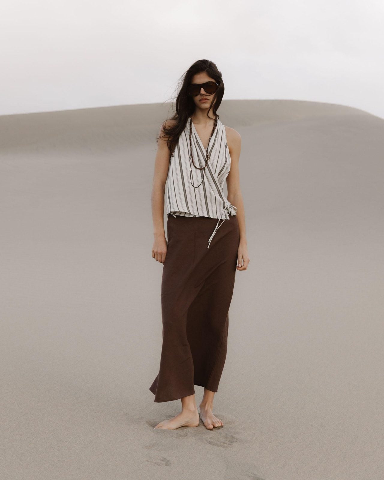Top Cruzado Rayas Beige