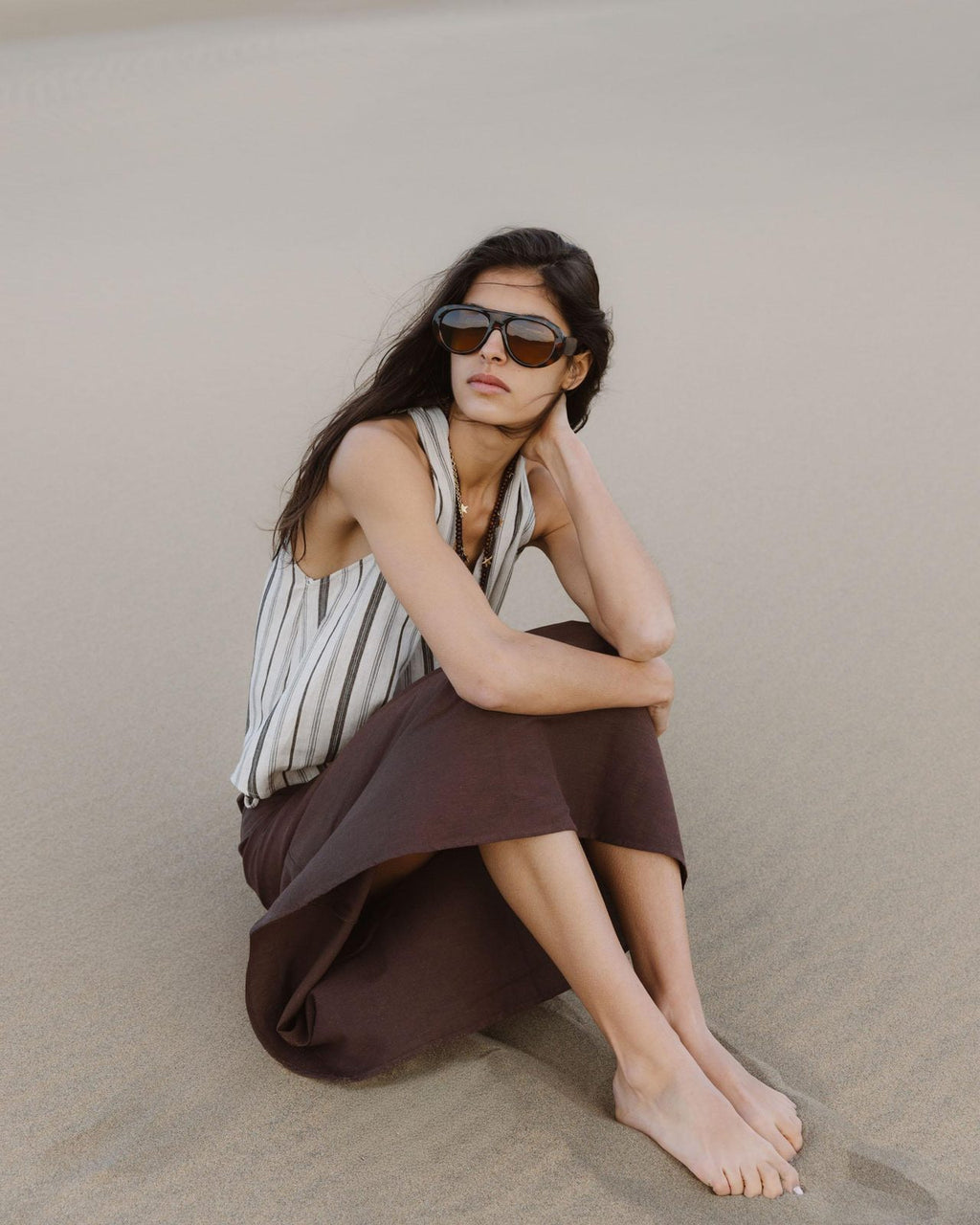 Top Cruzado Rayas Beige