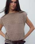 Chaleco Punto Troquelados Beige Oscuro
