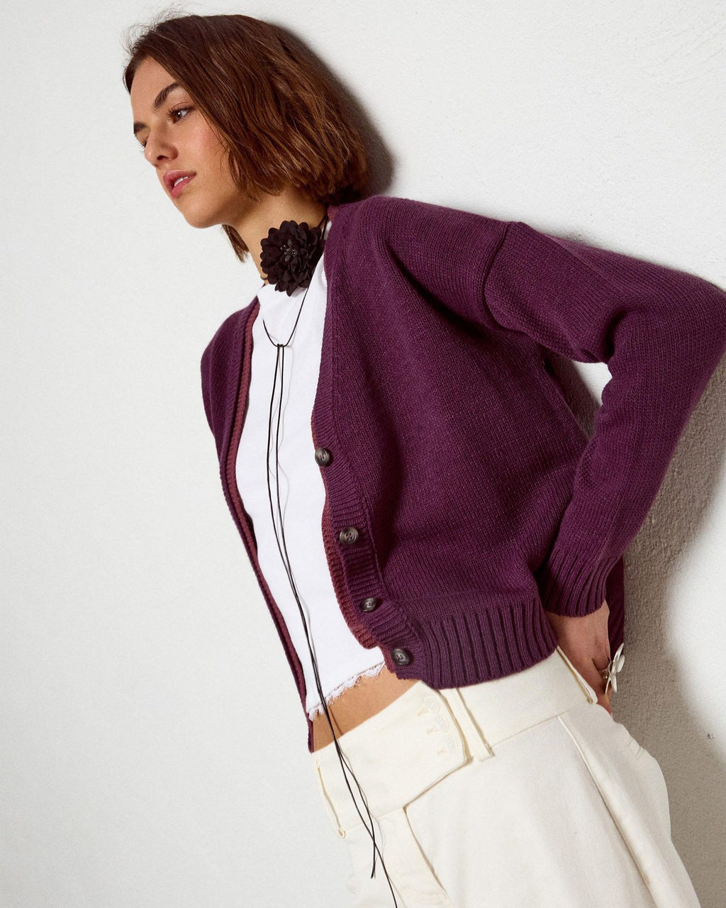 Chaqueta Contrastes Bicolor Morado