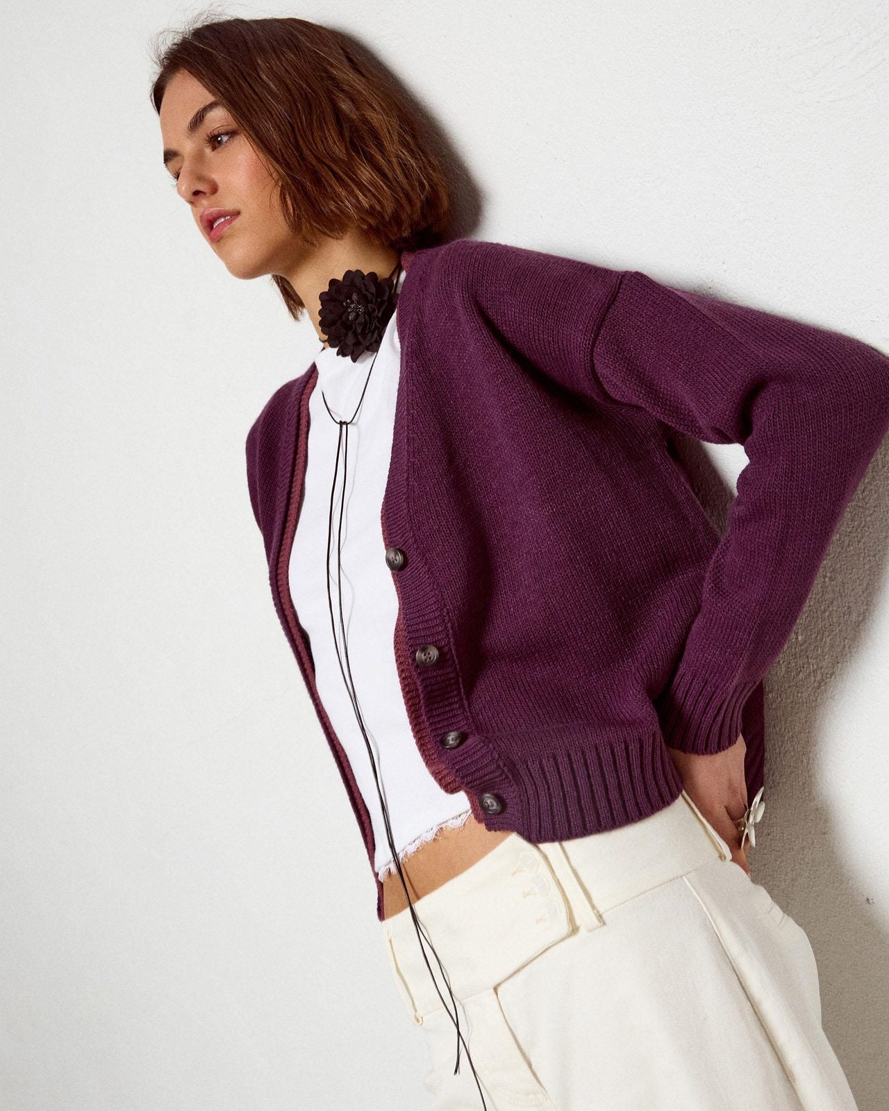 Chaqueta Contrastes Bicolor Morado