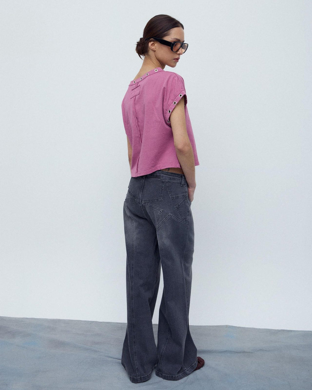 Camiseta Manga Corta Eyelets Rosa