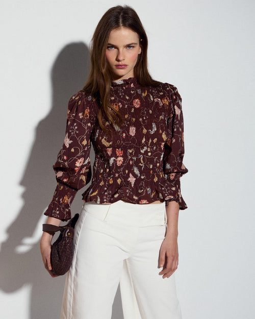 BLUSA NIDO DE ABEJA ESTAMPADO FLORAL