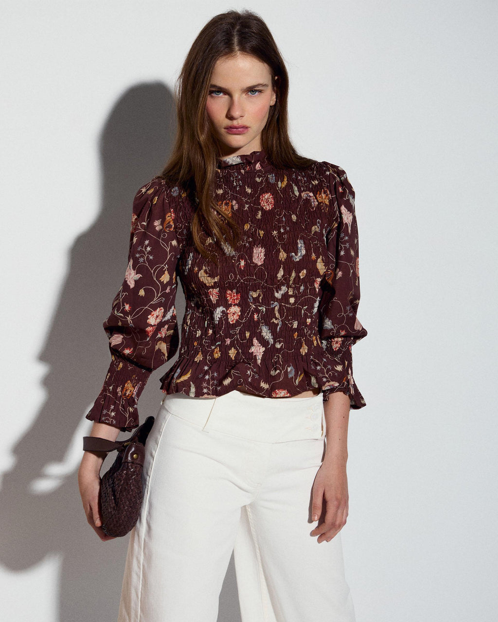 BLUSA NIDO DE ABEJA ESTAMPADO FLORAL