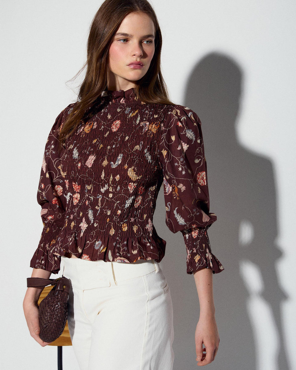 BLUSA NIDO DE ABEJA ESTAMPADO FLORAL