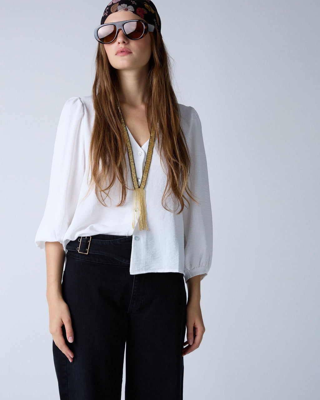 BLUSA MANGA ABULLONADA