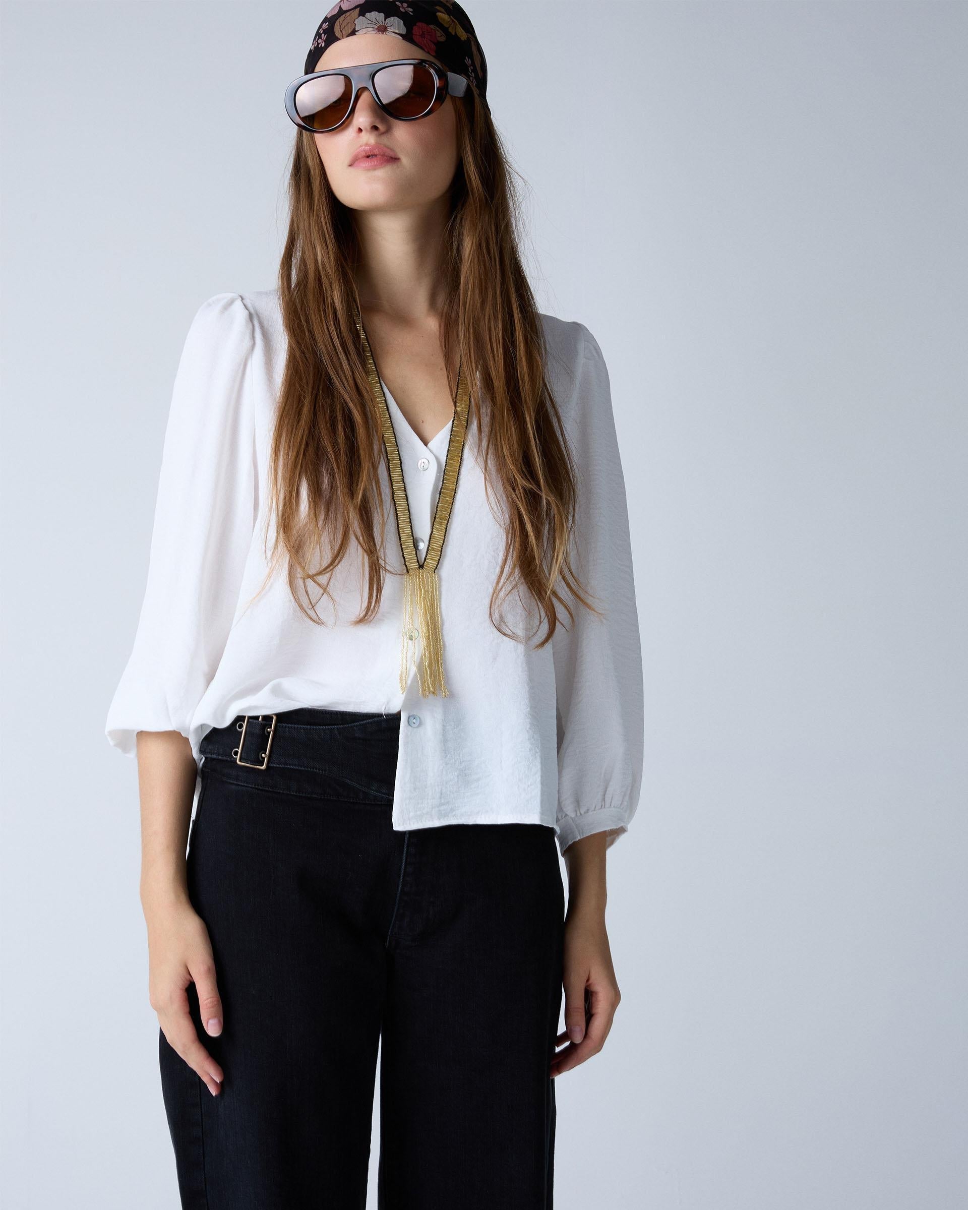 BLUSA MANGA ABULLONADA