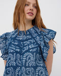 BLUSA MANGA CORTA VOLANTES PUNTILLAS ESTAMPADA