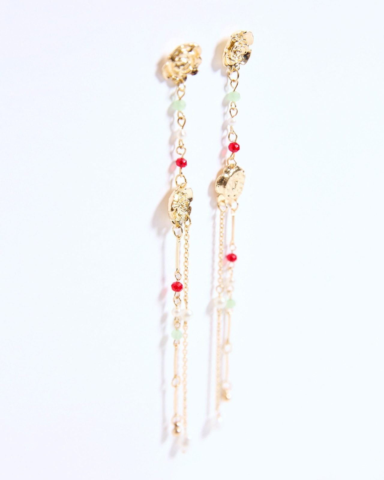 Pendientes Flor Cadenas Oro