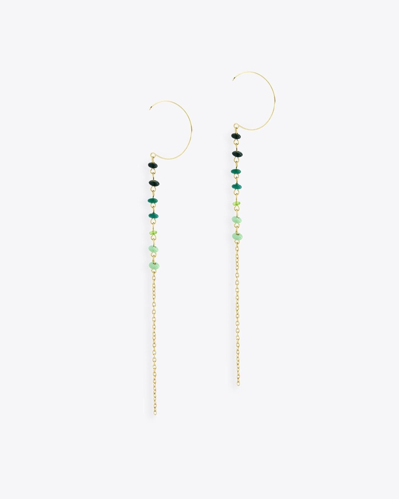 Pendientes Gancho Tira Bolitas Verde