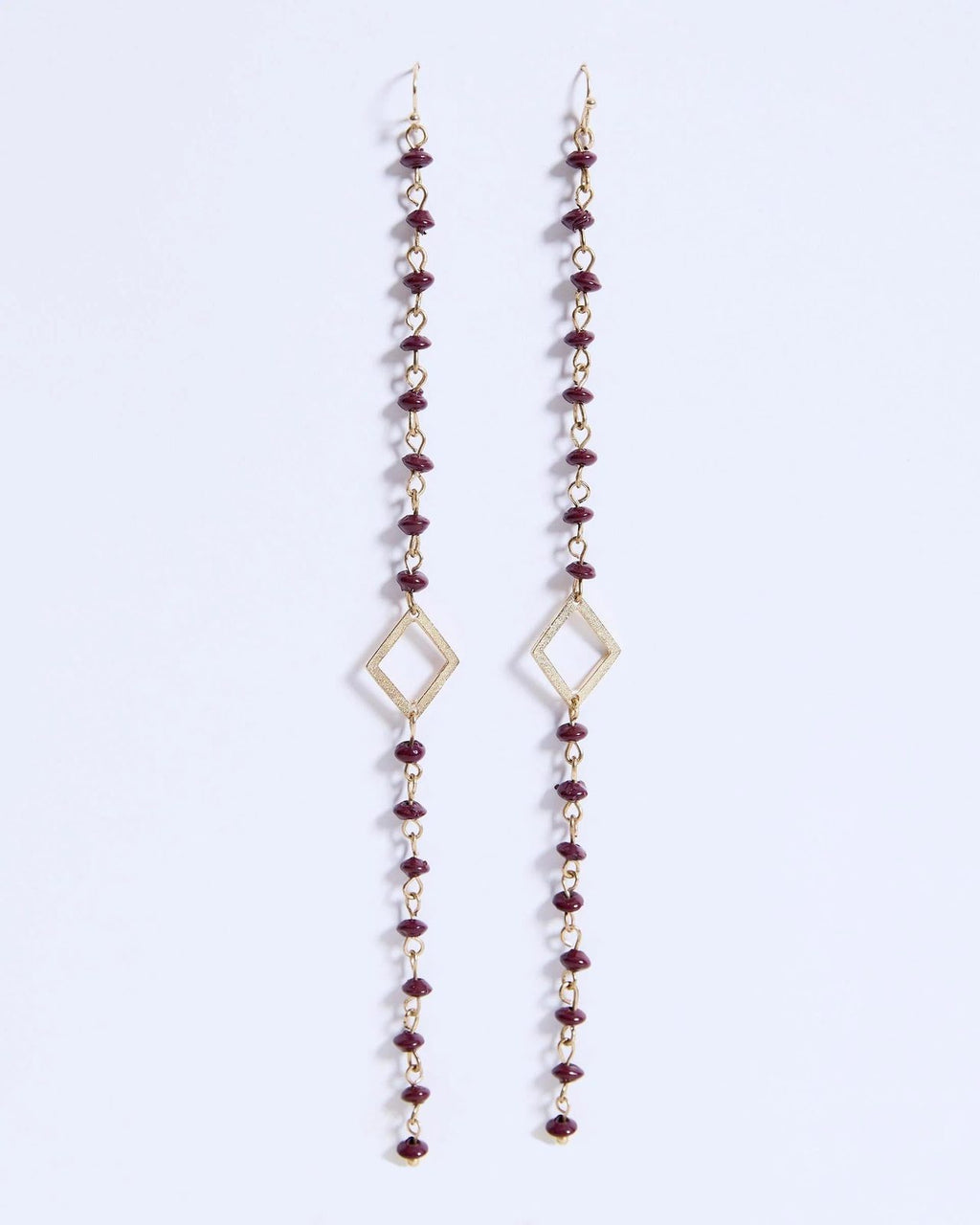 Pendientes Tiras Piedras Rombo Granate