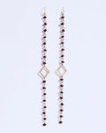 Pendientes Tiras Piedras Rombo Granate