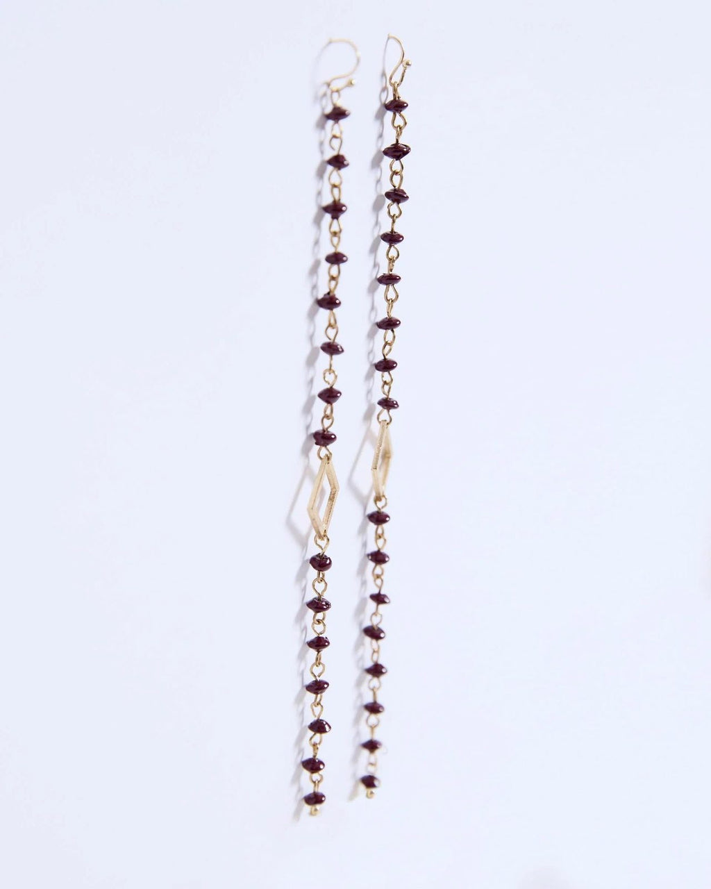 Pendientes Tiras Piedras Rombo Granate