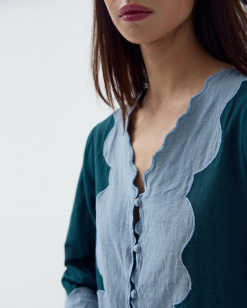 BLUSA MANGA FRANCESA CONTRASTE