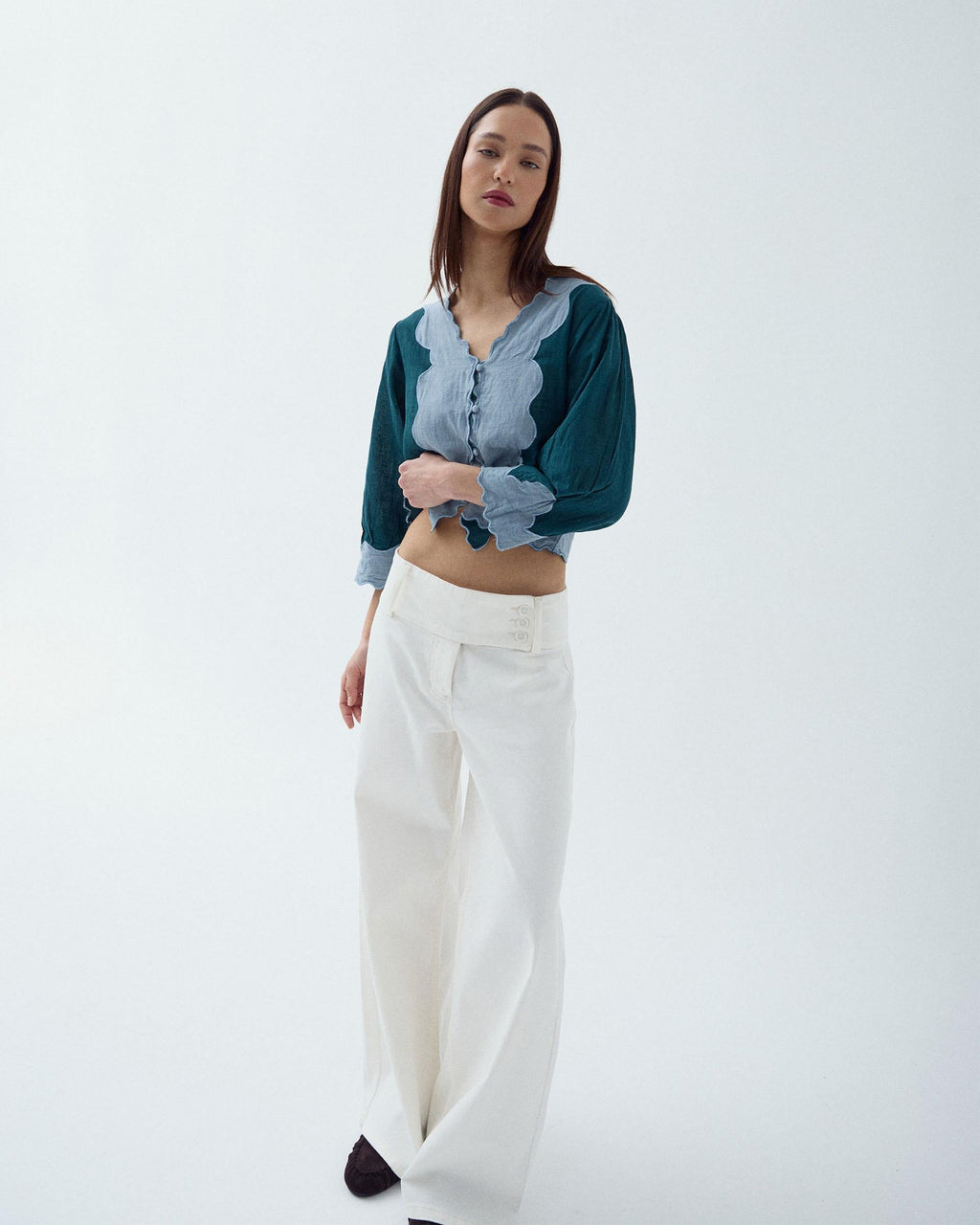 BLUSA MANGA FRANCESA CONTRASTE