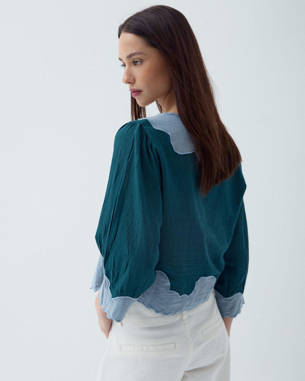 BLUSA MANGA FRANCESA CONTRASTE