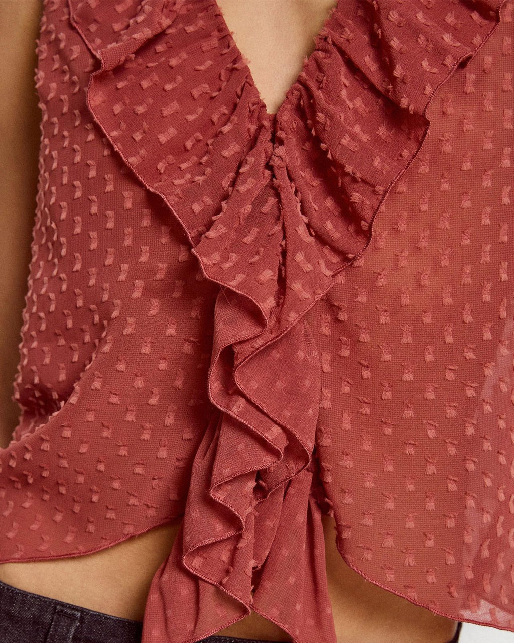 Top Plumeti Volantes Rosa