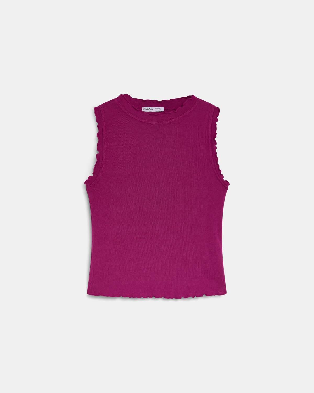 Camiseta Ribetes Ondulados Fucsia
