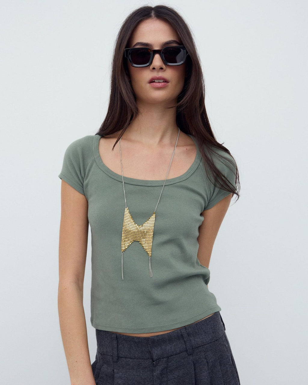 Camiseta Escote Redondo Verde