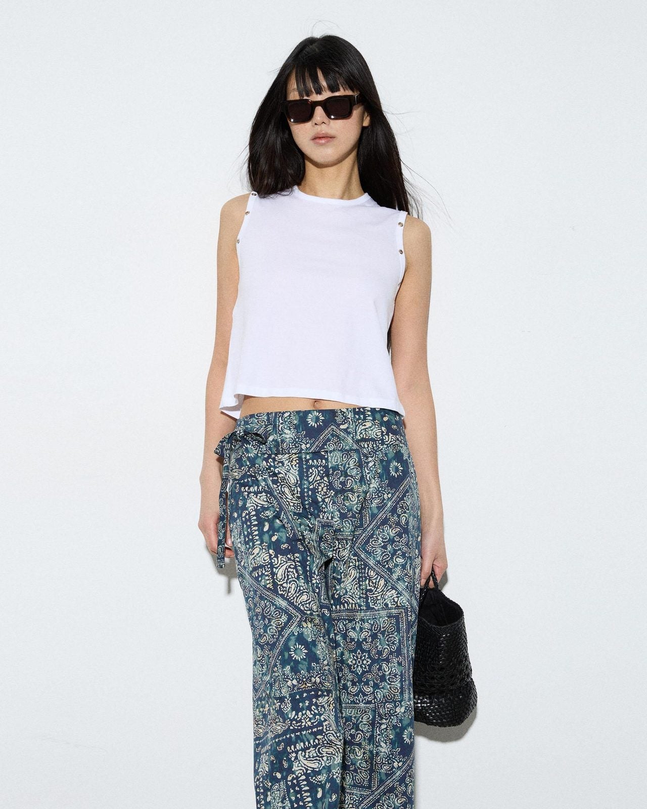 Camiseta Sin Mangas Eyelets Blanco