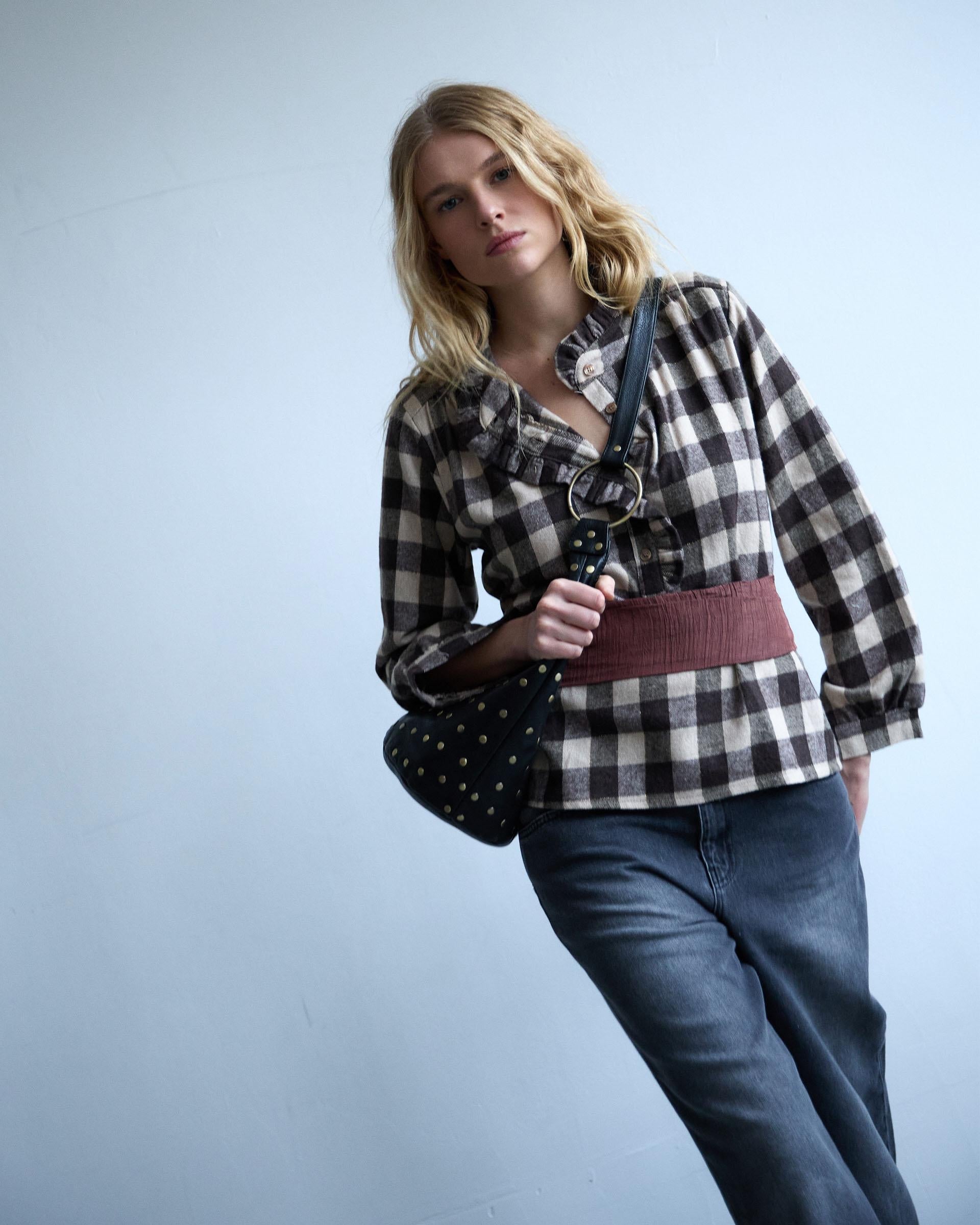 BLUSA CUADROS VICHY VOLANTE