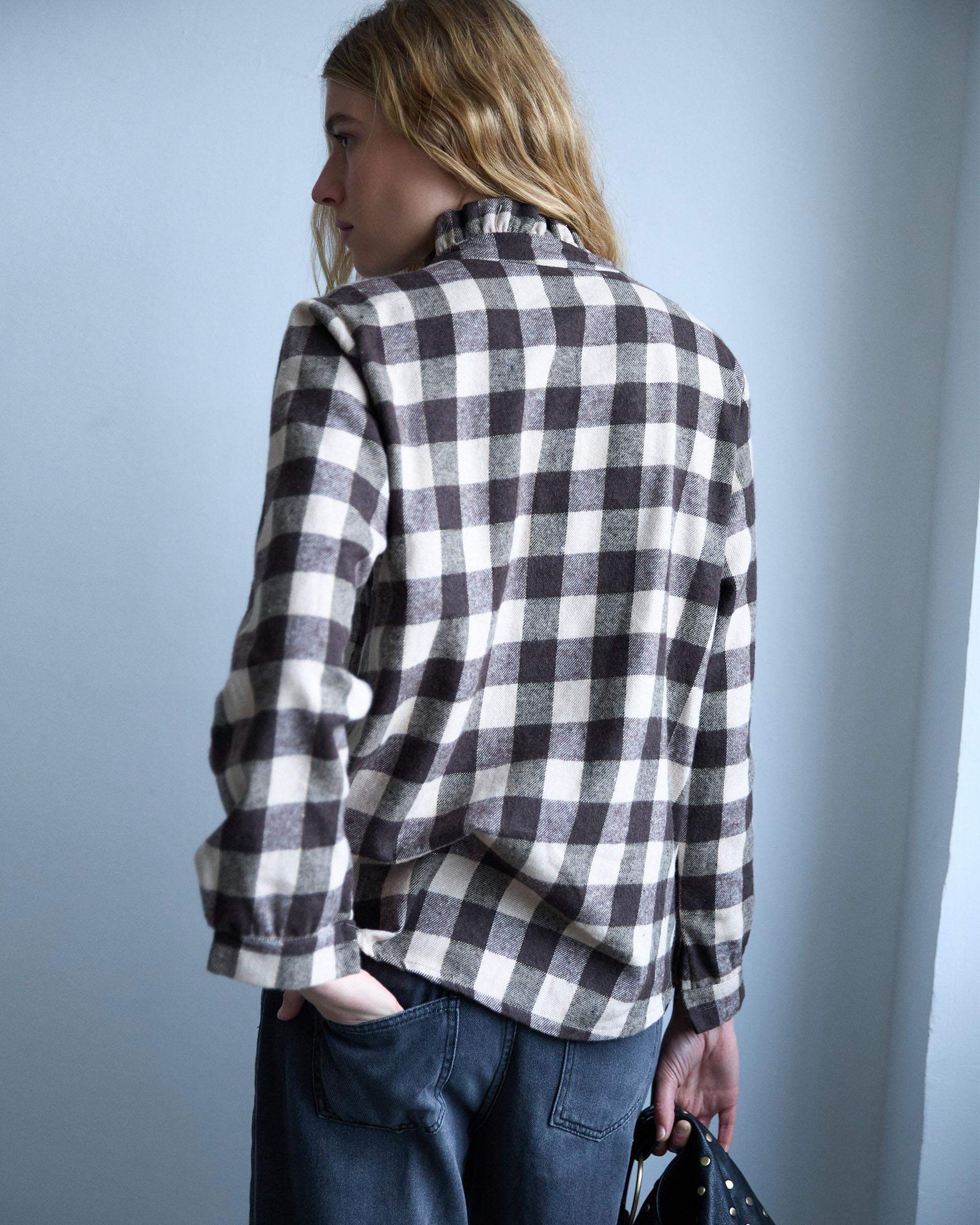 BLUSA CUADROS VICHY VOLANTE