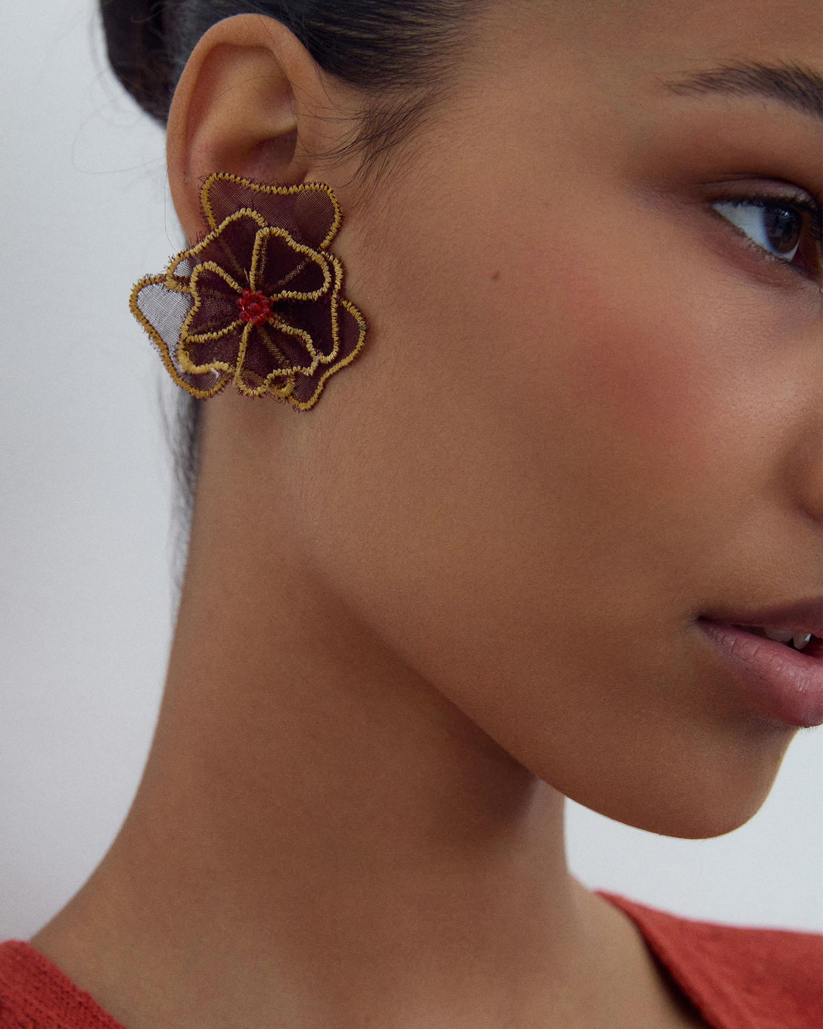 PENDIENTES TELA FLOR