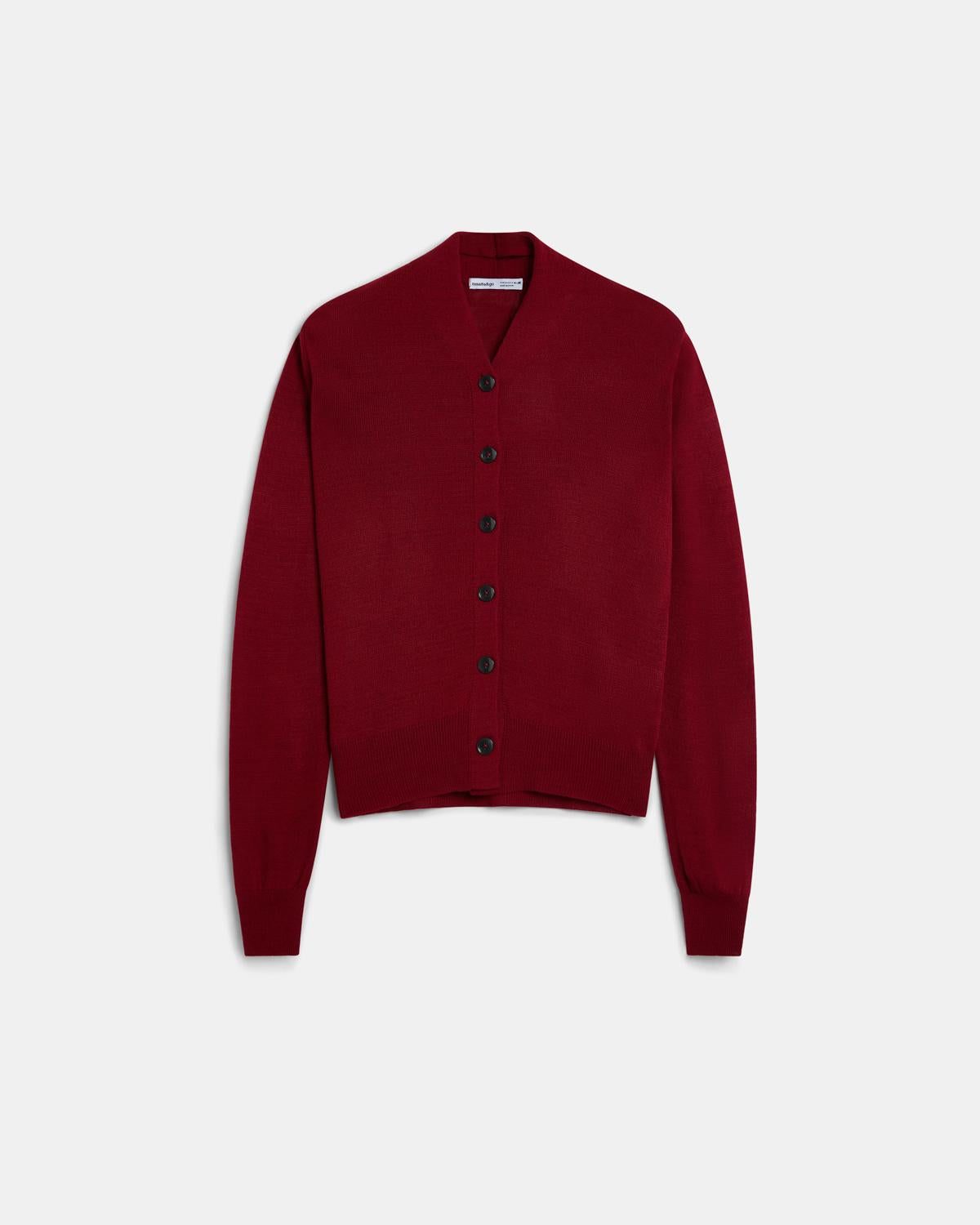 Chaqueta Punto Cuello Subido Pico Granate