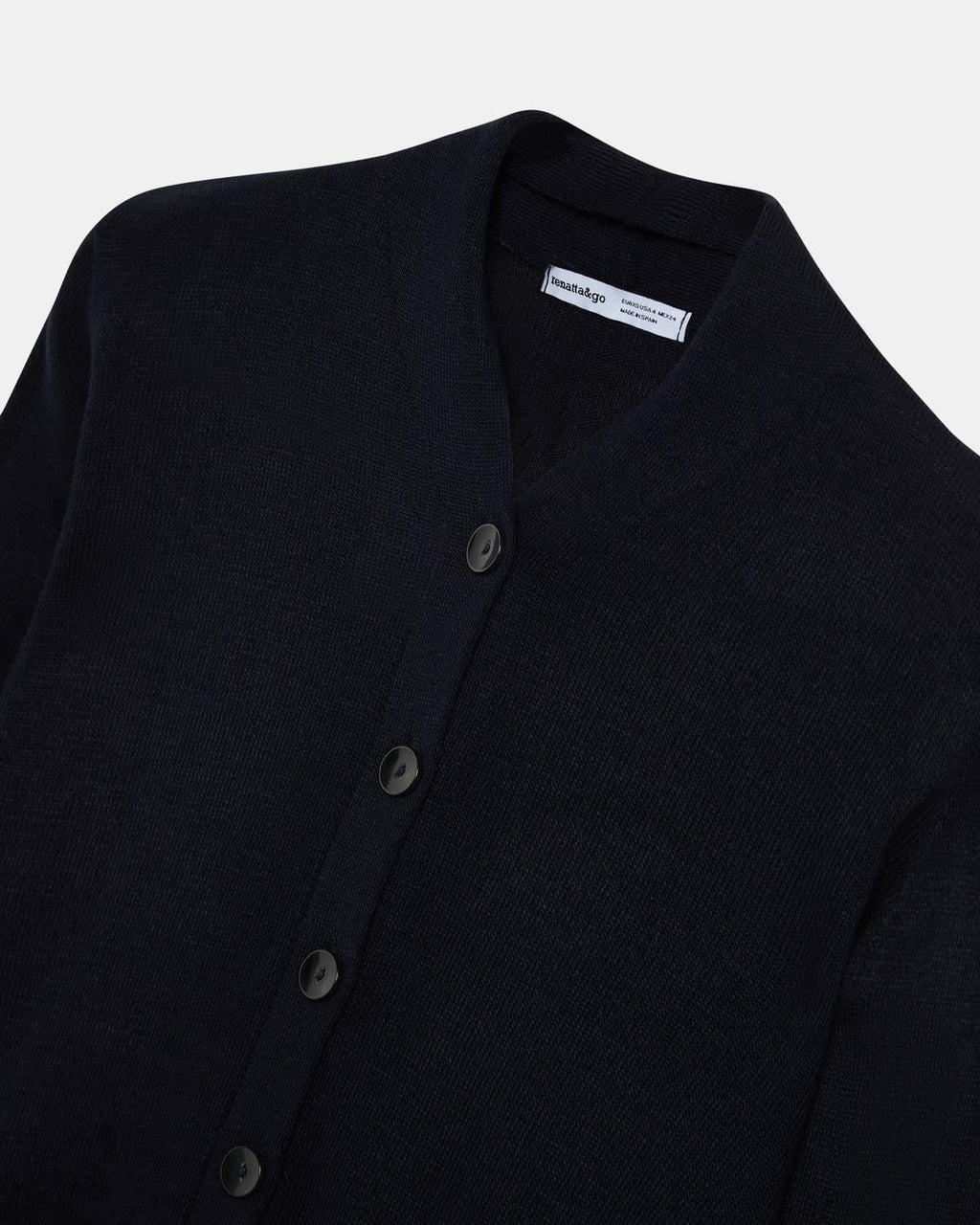 Chaqueta Punto Cuello Subido Pico Azul Marino