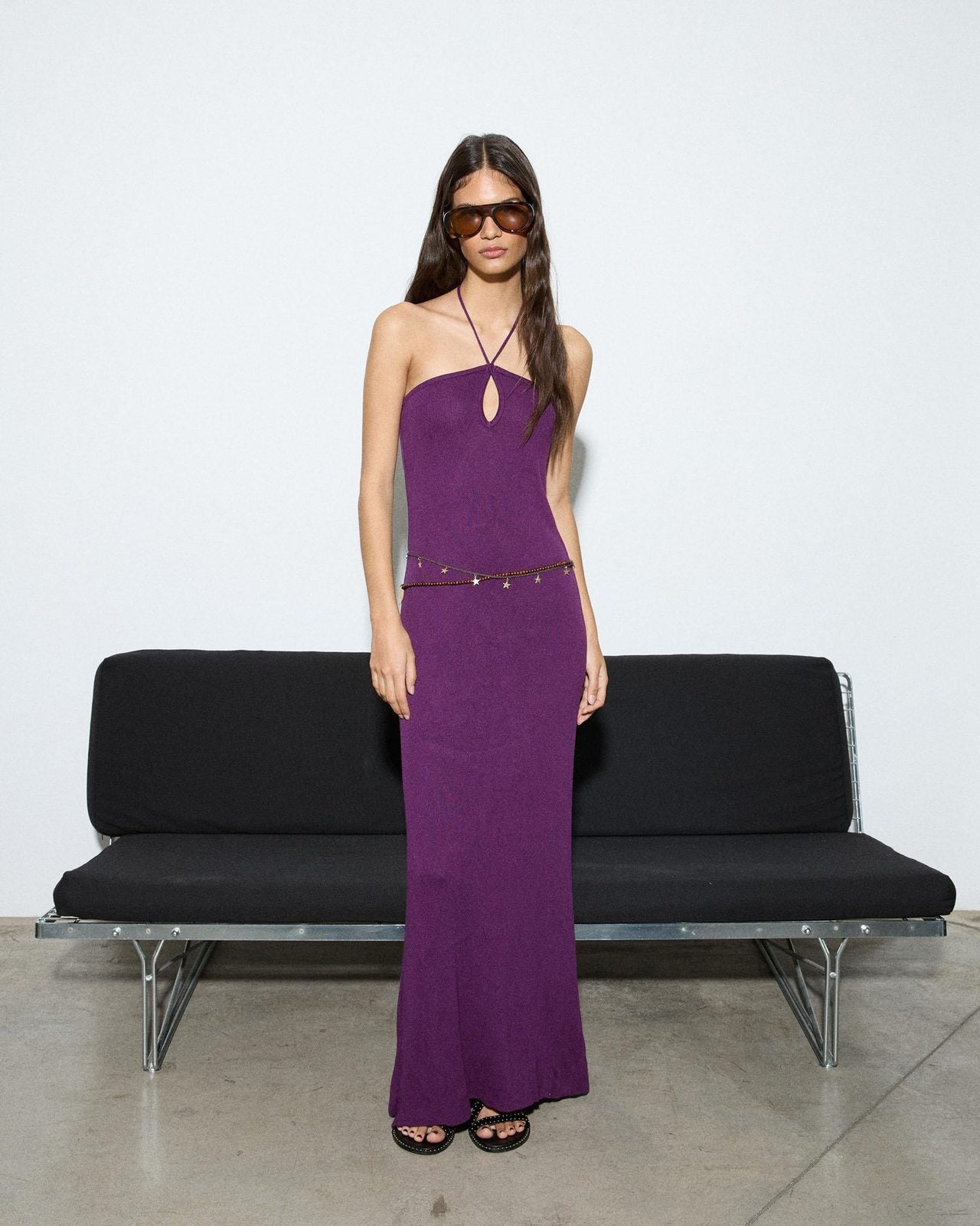 Vestido Halter Punto Morado