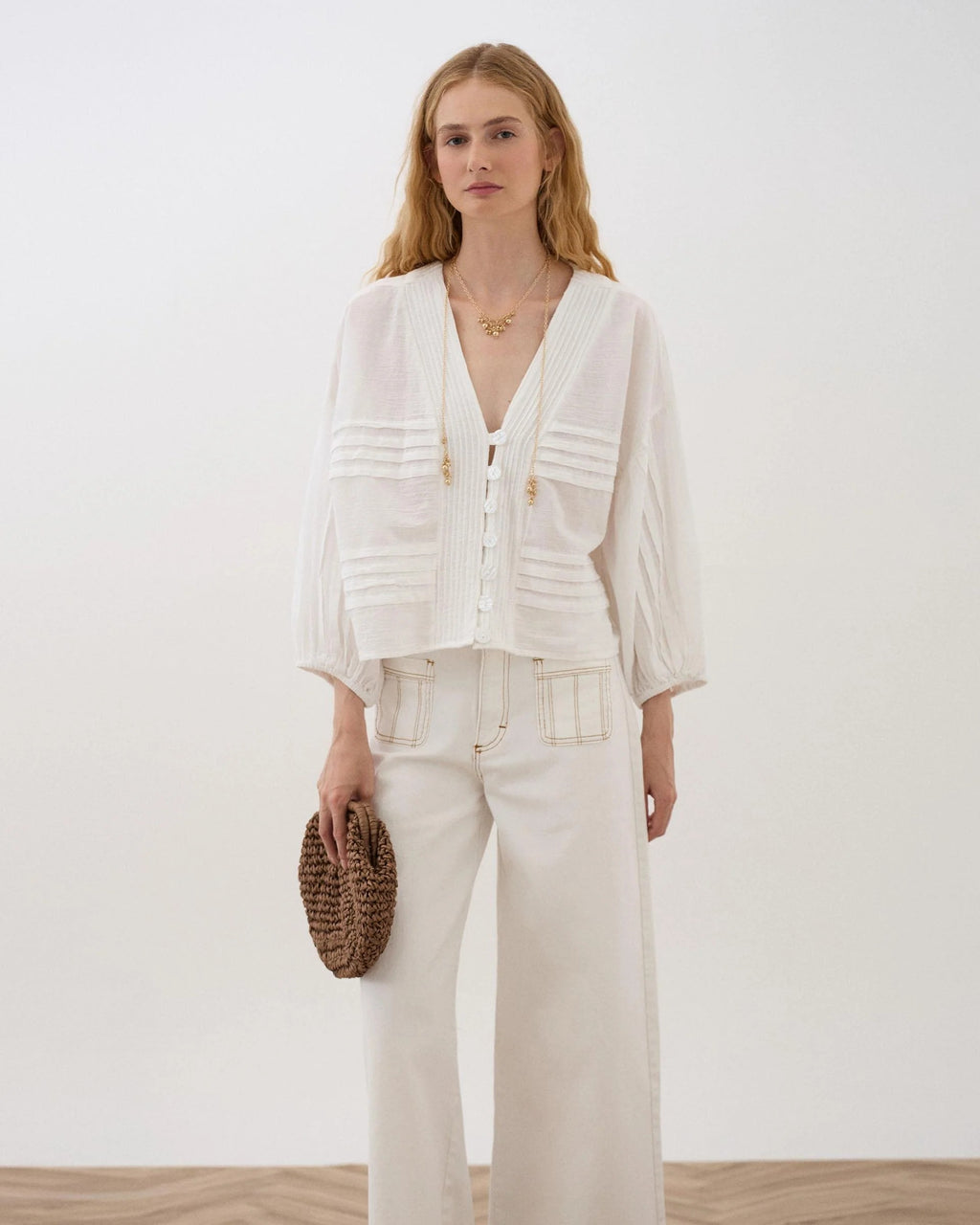 BLUSA PLIEGUES BLANCA