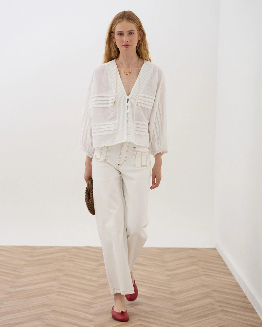 BLUSA PLIEGUES BLANCA