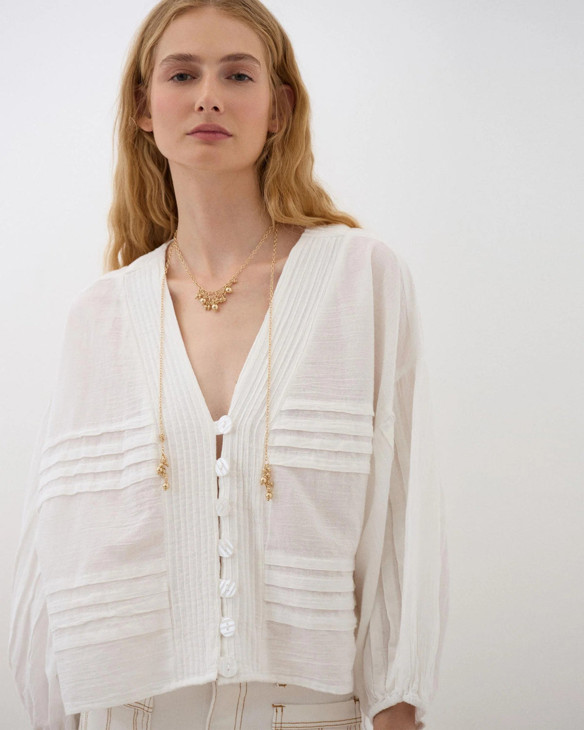 BLUSA PLIEGUES BLANCA