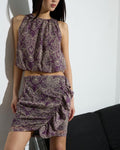 Minifalda Volante Estampado Morado
