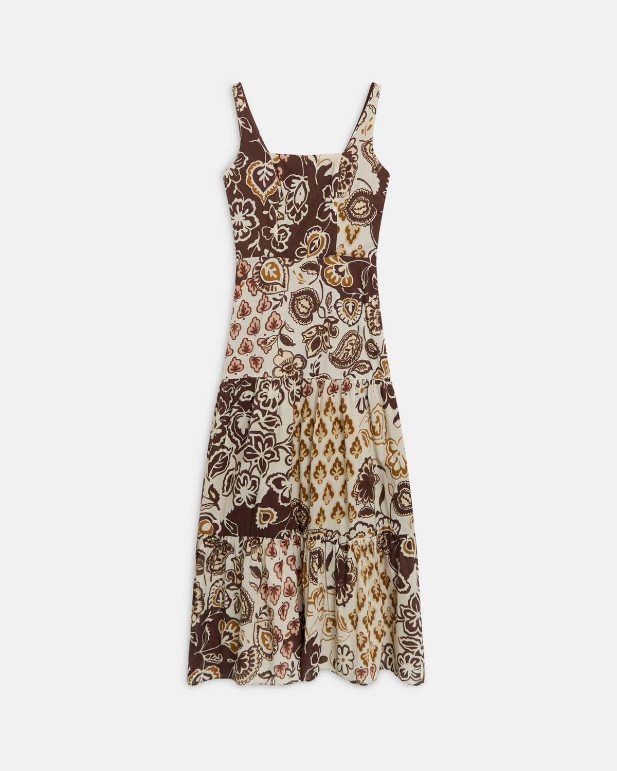 VESTIDO TIRANTES CORTES ESTAMPADO