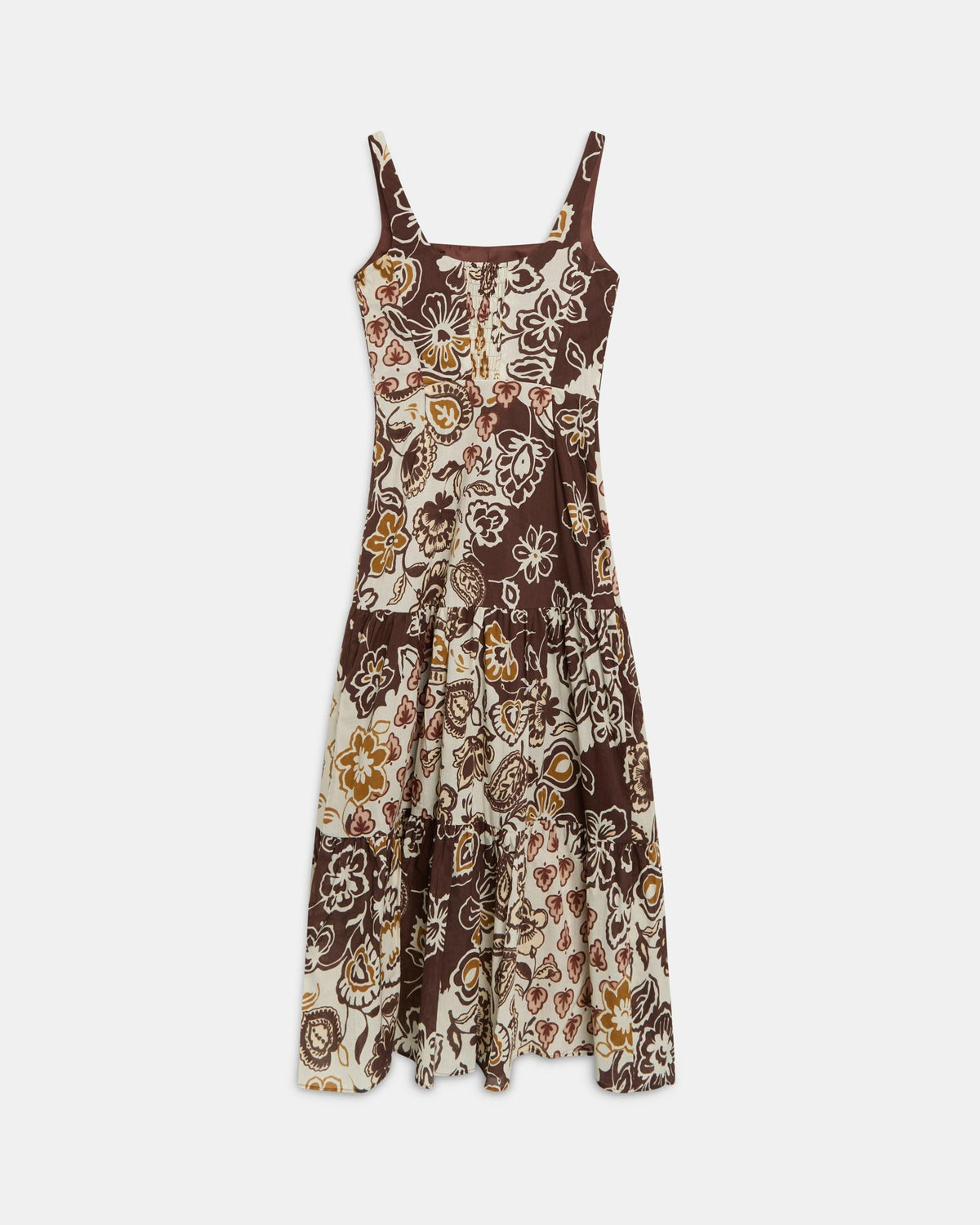 VESTIDO TIRANTES CORTES ESTAMPADO