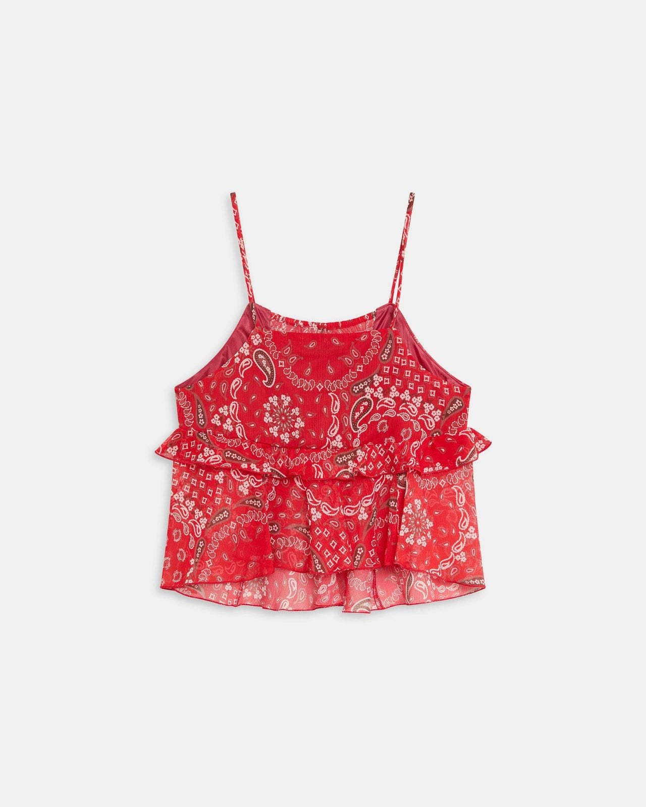 Top Volantes Estampado Bandana Rojo