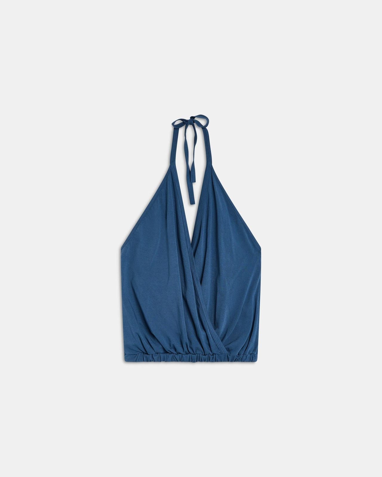 Camiseta Halter Cruzada Azul Marino