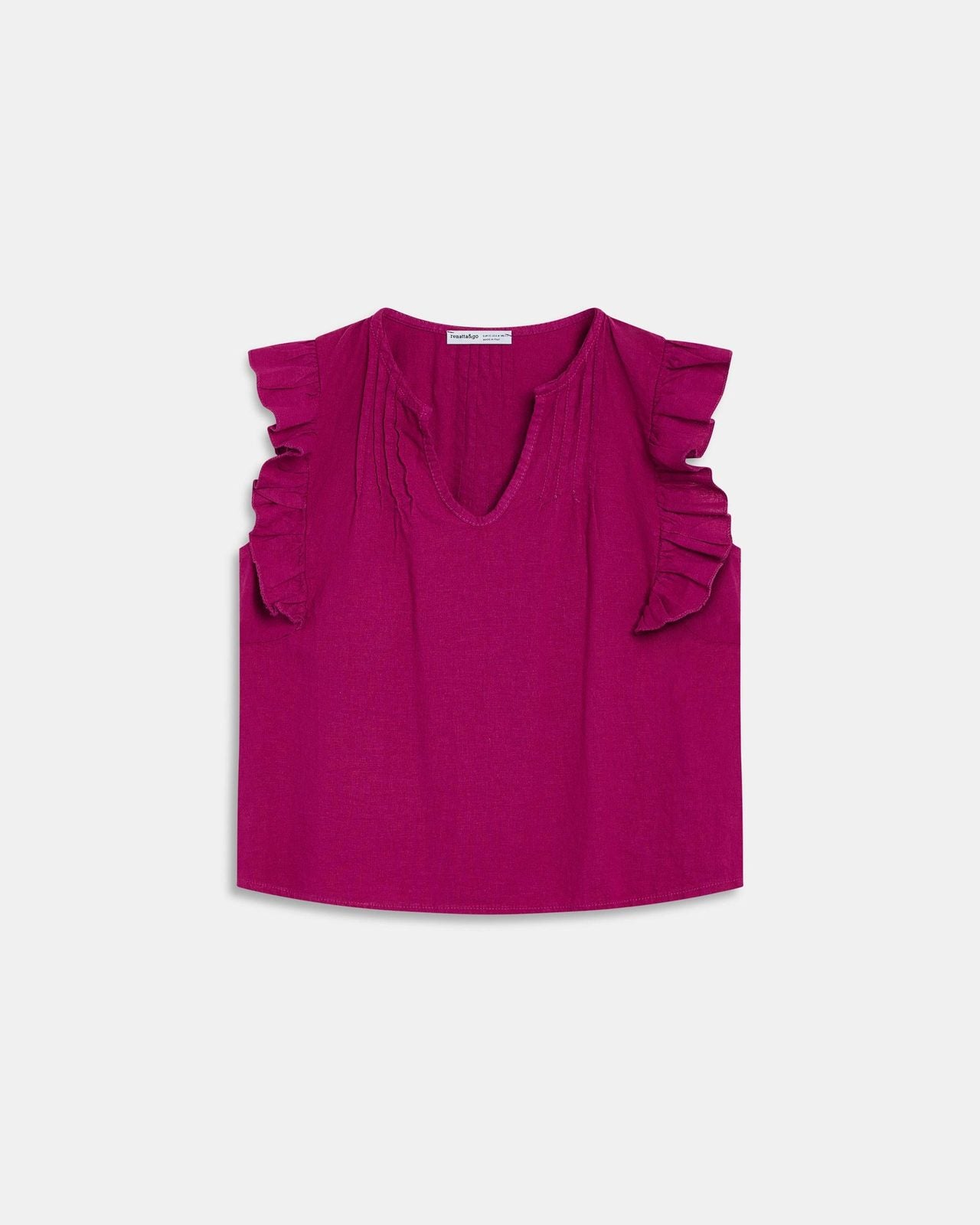 Blusa Sin Mangas Volantes Fucsia