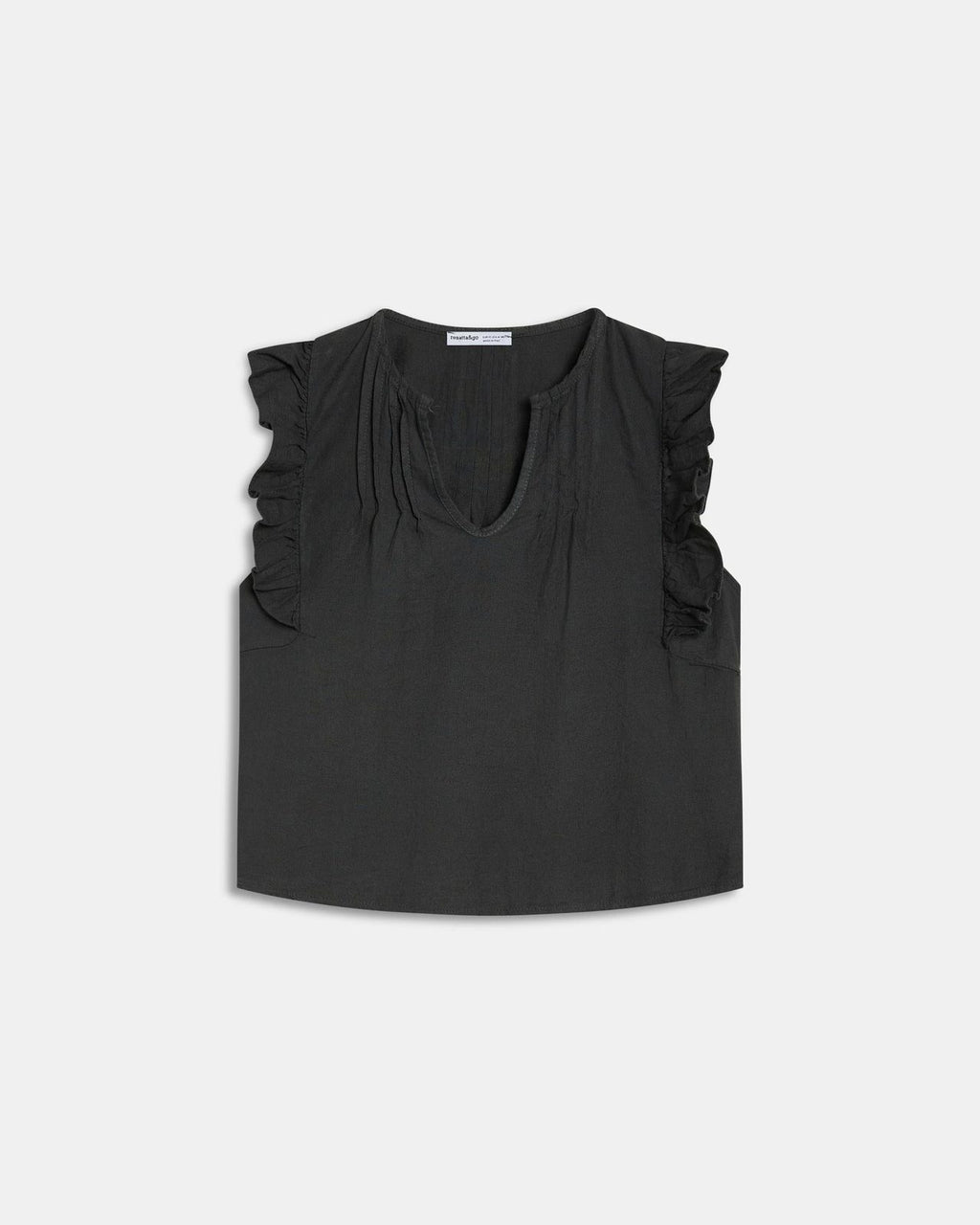 Blusa Sin Mangas Volantes Antracita