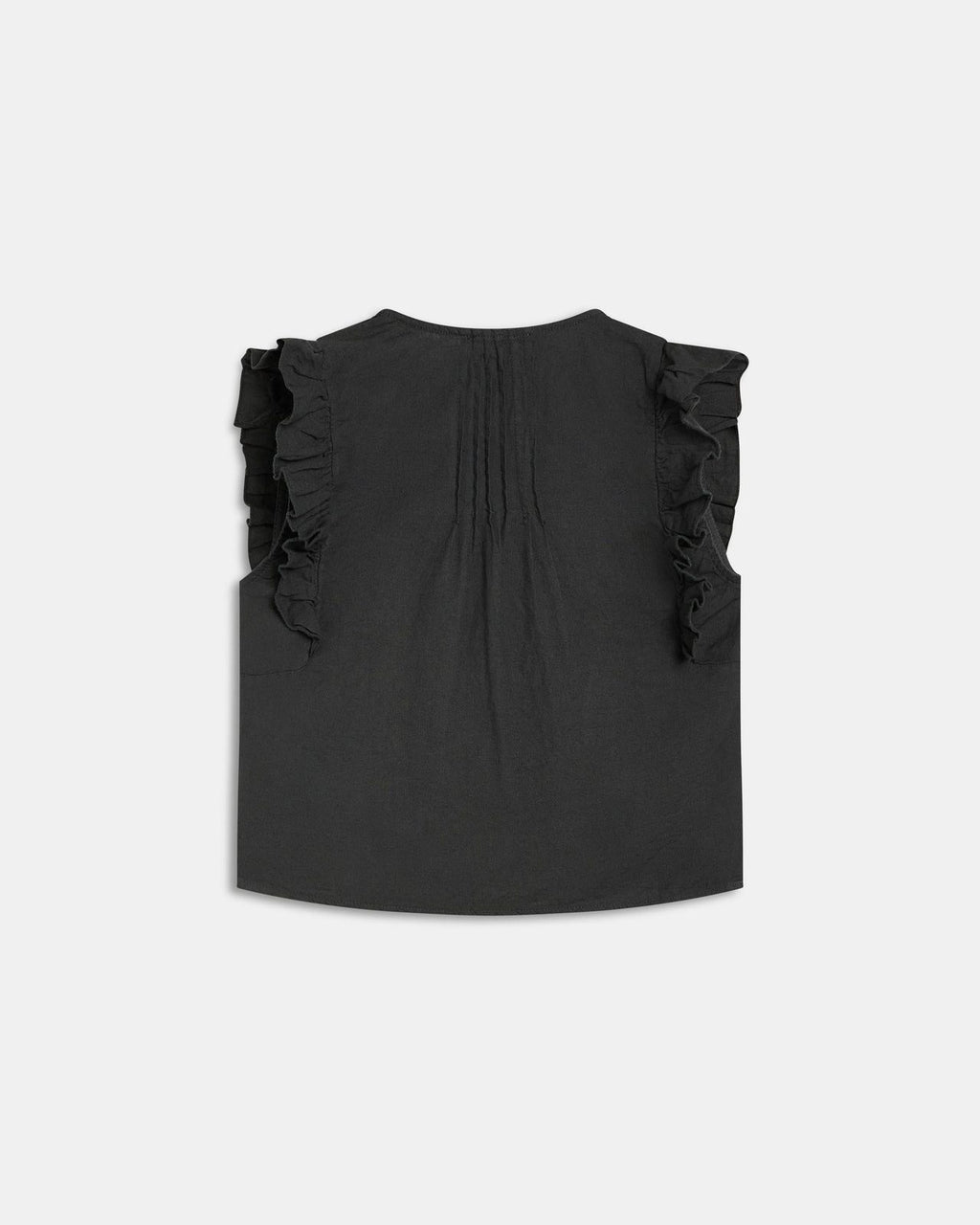 Blusa Sin Mangas Volantes Antracita