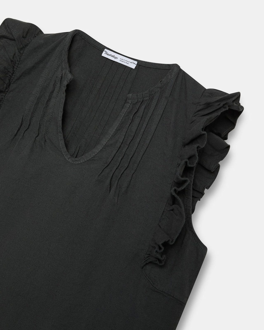 Blusa Sin Mangas Volantes Antracita