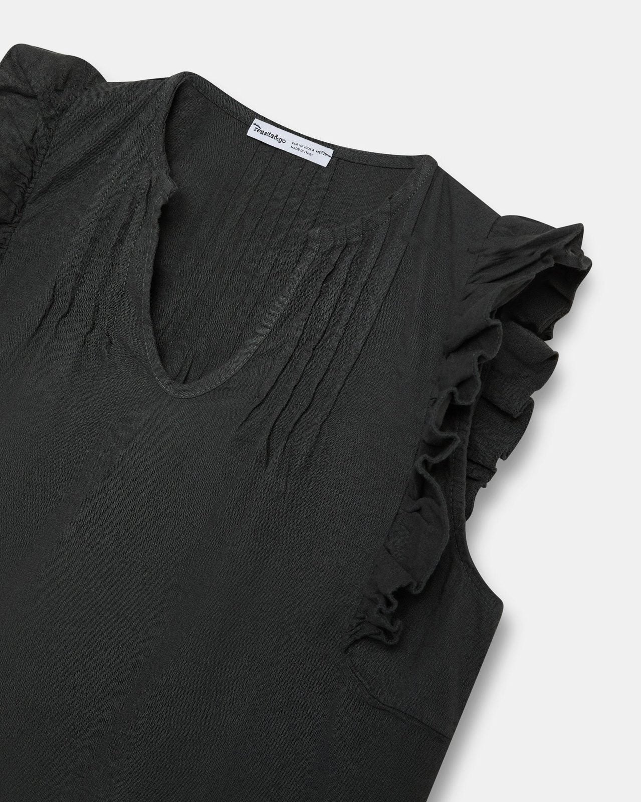Blusa Sin Mangas Volantes Antracita