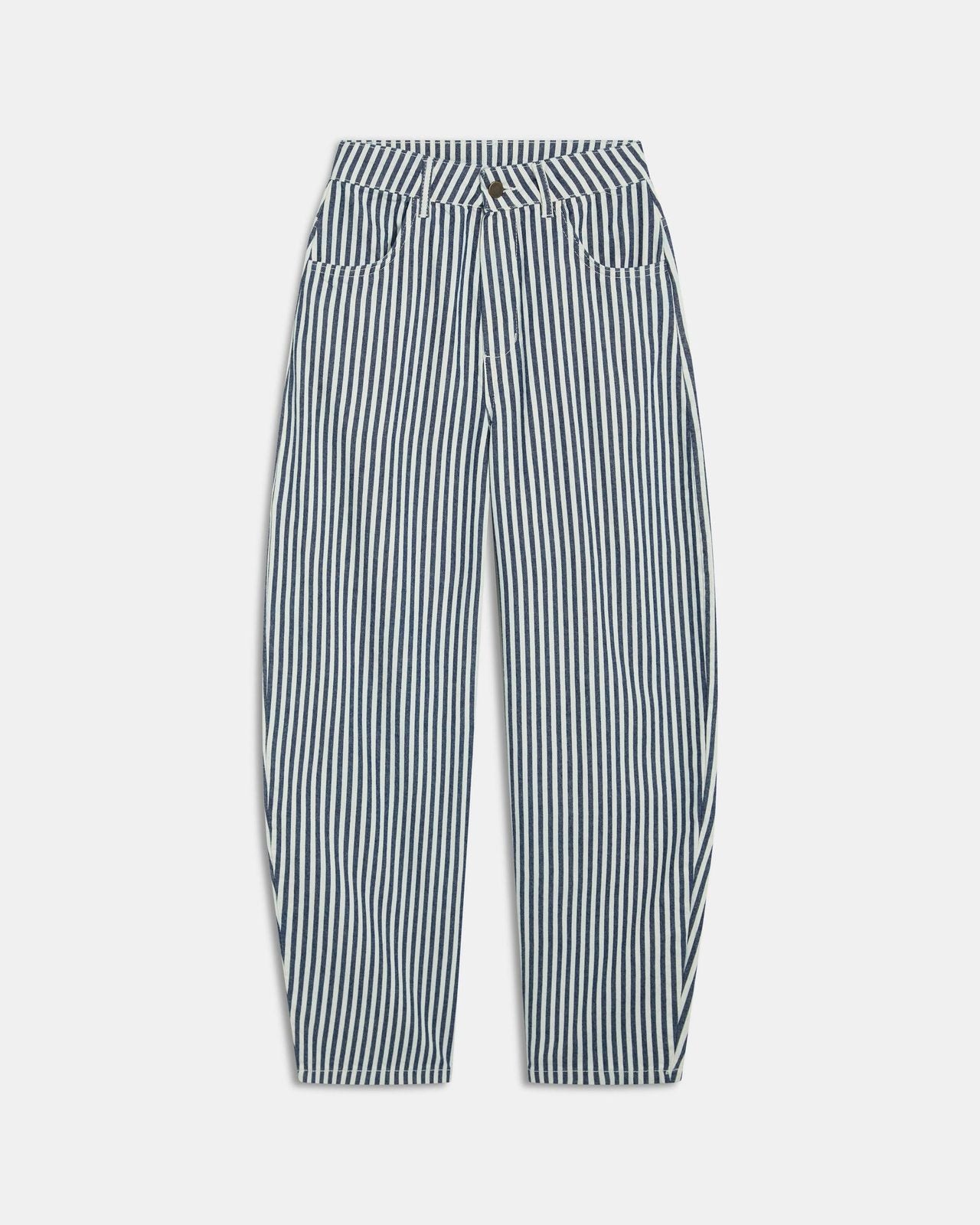 Jeans Balloon Rayas Bicolor Azul Oscuro